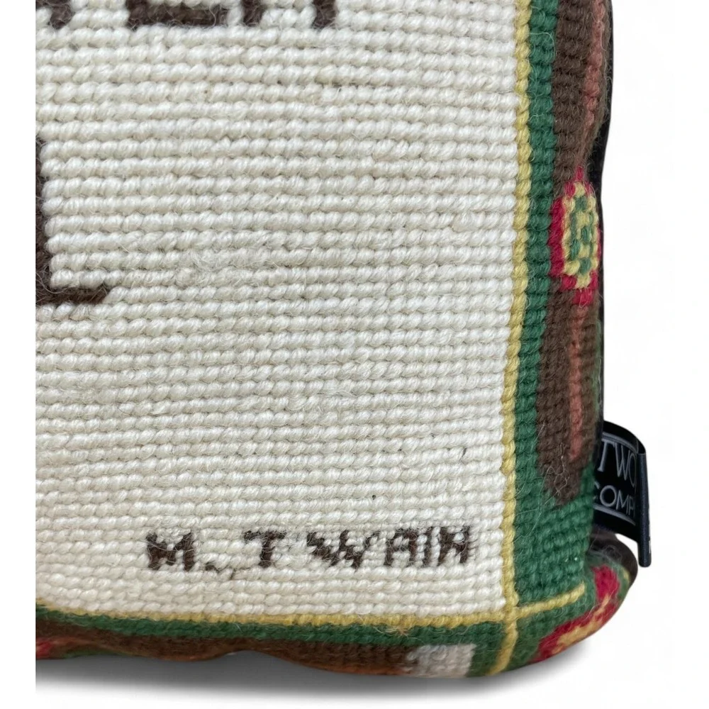 Vintage Twos Company Needlepoint Pillow Cigars In Heaven Mark Twain New